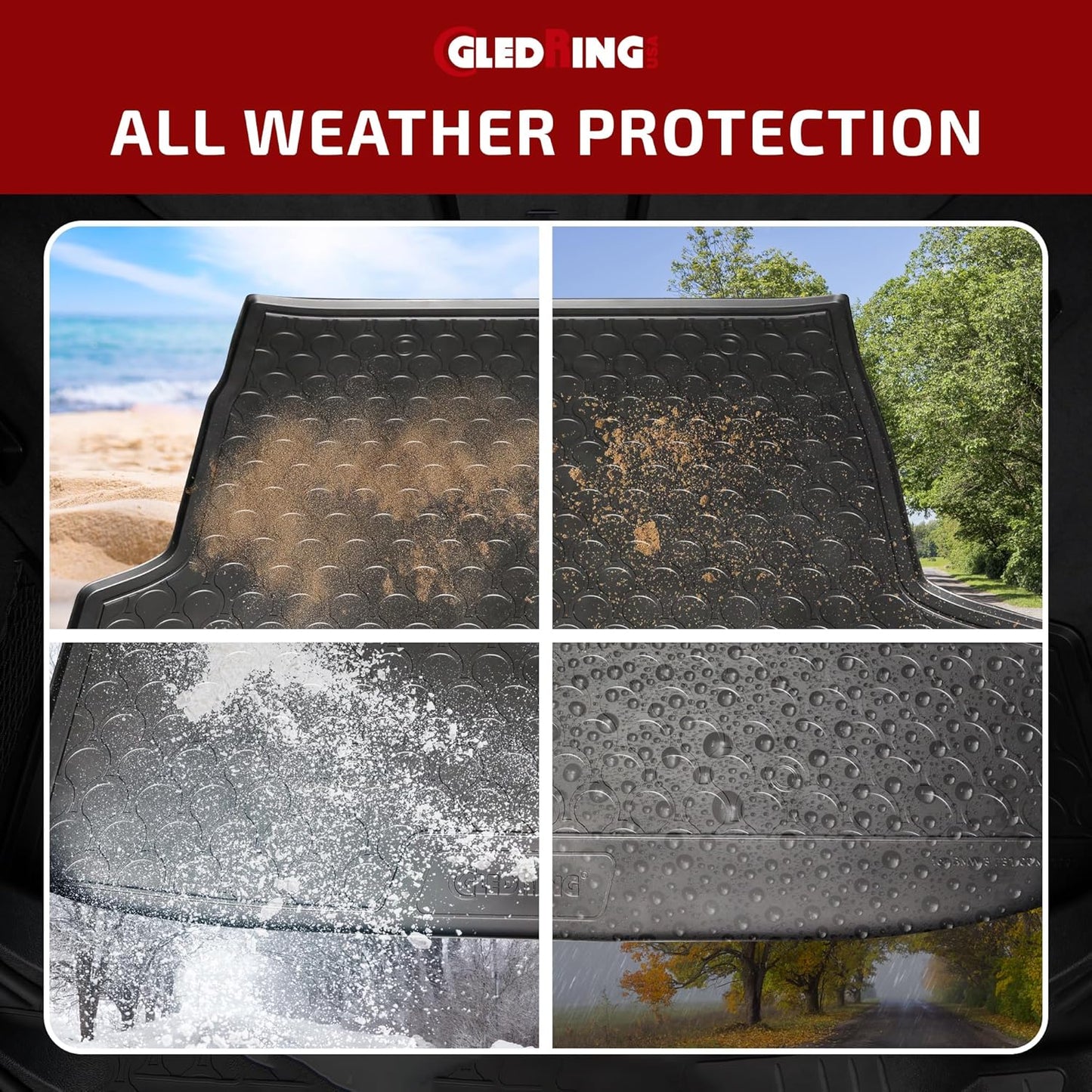 Gledring USA Custom Fit All-Weather Rubber Cargo Liner Mat Compatible with Mercedes Benz GLE Class AMG GLE 43/63/63S/450 AMG (W166) 2016-2019, No Trimming Needed, Tailored Fit, Rain & Mud Protection