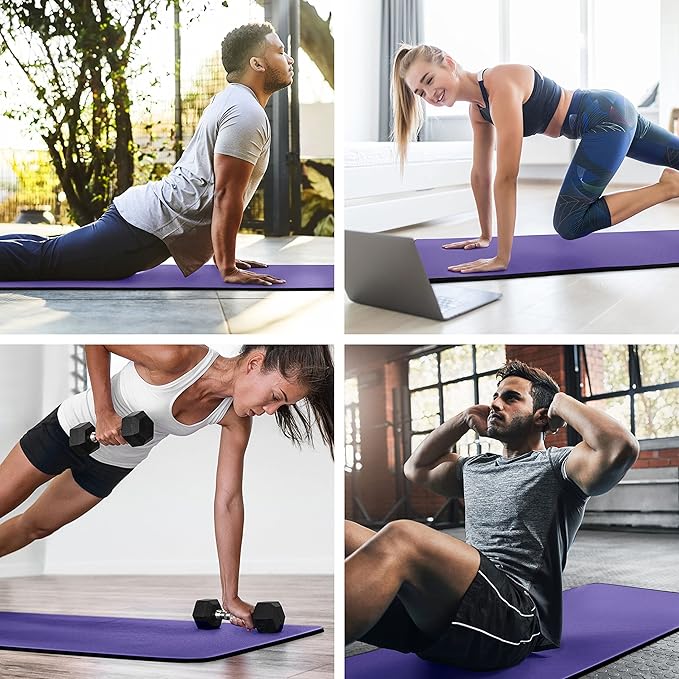 MICRODRY Deluxe Fitness Exercise Yoga Mat for Home & Gym, Extra Thick for High Impact Training, Multi Layered Skid Resistant Surface, Odor Neutralizing with Carrying Strap