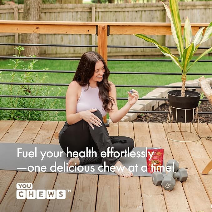 Apple Cider Vinegar Chews Better Than Apple Cider Gummies - Bloating Relief for Women and Men, 500mg Organic ACV with Prebiotics & Postbiotics, Low Sugar, Caramel Flavor, 30 Count