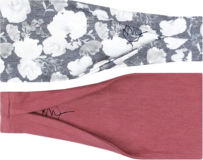 Maven Thread Headbands for Women - Wide Sports Headband for Running, Exercise, Gym, Athletic Workouts and Yoga, 4" Thick Non-Slip Sweatbands, 2Pack