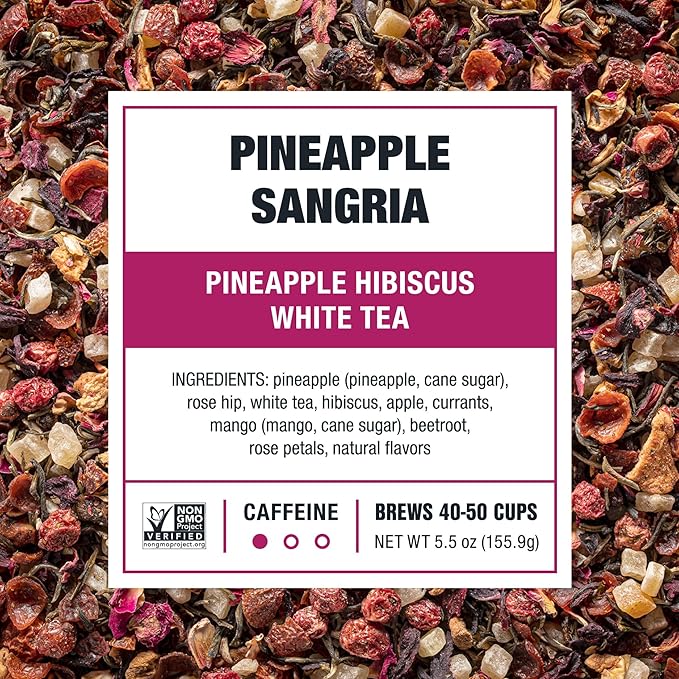 Tiesta Tea Pineapple Sangria Loose Leaf Tea – Pineapple Hibiscus White Tea Blend | Premium Low-Caffeine Fruit Infusion | Hot or Iced | 5.5oz Refillable Tin | Makes Up to 50 Cups