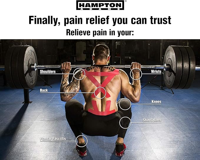 Hampton Adams | As Seen on Shark Tank | Elastic Kinesiology Tape (2-Pack) | Uncut Athletic Tape Supports & Protects Muscles Knees Shoulders & Plantar Fasciitis | Waterproof Hypoallergenic (Red)