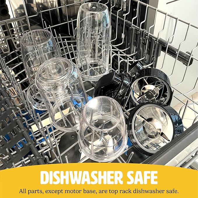 Personal Blender With Cup, 350W Powerful Blending Motor, 9-Piece Set With 4 Cups & Travel Lid, Compact & Portable, Aqua