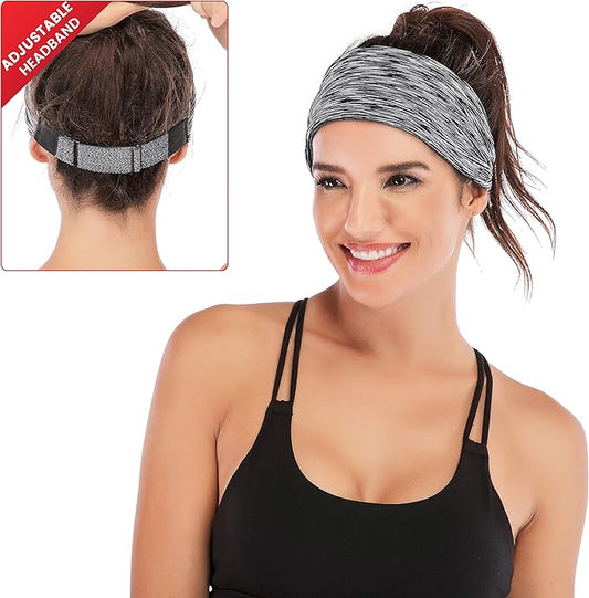IUGA Adjustable Headbands for Women Non Slip Stretchy Workout Sweatbands for Sports Yoga Fitness Running Hairbands Bike Helmet Friendly Fits All Women & Men