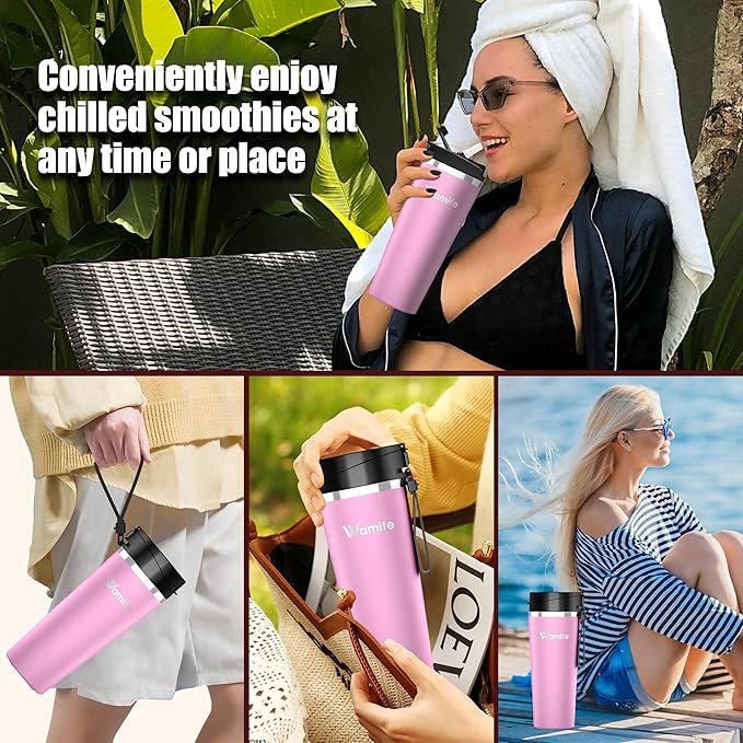 Wamife Portable Blender 16oz personal blender-Portable Blender for Shakes and Smoothies,USB-C Rechargeable,Durable Stainless Steel Blades for Powerful Blending Performance,for office gym - Boss Lady