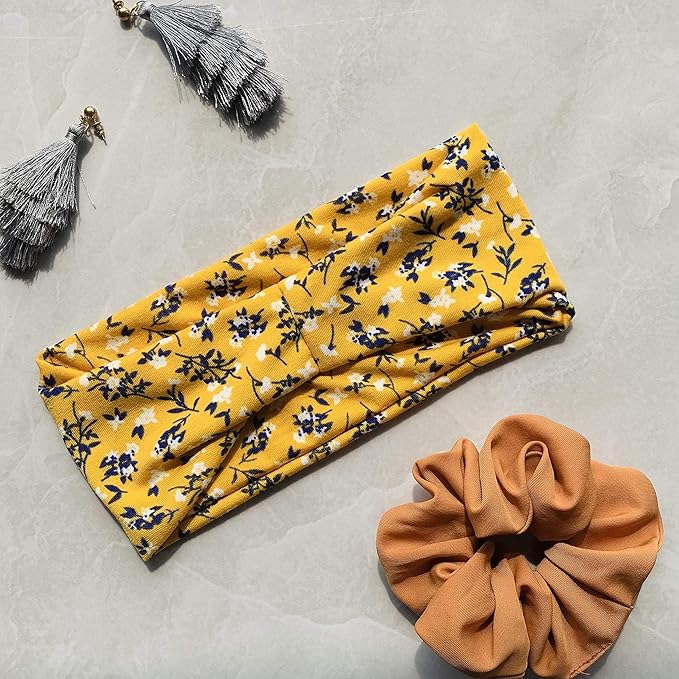 Huachi Women's Headbands Boho Headbands for Women Workout Yoga Exercise Hairbands Non Slip Headband Fashion Sumemr Hair Bands, Floral Print, 6 Pack