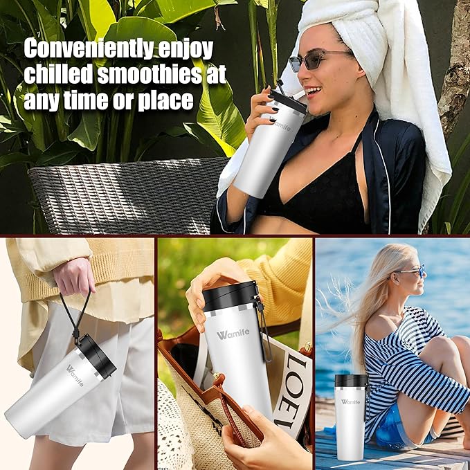 Wamife Portable Blender 16oz personal blender-Portable Blender for Shakes and Smoothies,USB-C Rechargeable,Durable Stainless Steel Blades for Powerful Blending Performance,for office gym - INNOCENCE