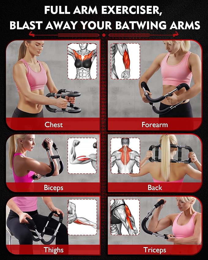 Twister Arm Exerciser, Adjustable Spring Workout Bar, Forearm Triceps Chest Inner Thigh Muscle Enhanced Exercise Strengthener, Upper Body Strength Builder Trainer, Home Fitness Equipment