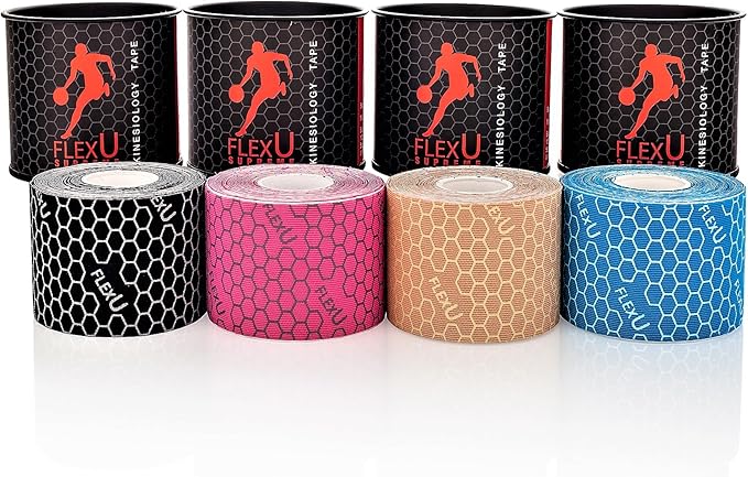 FlexU Kinesiology Tape; Available in Pre-Cut or Continuous Options; Advanced Strength and Flexibility for Enhanced Therapeutic Recovery; Provides Support, Stability, & Pain Relief to Muscles & Joints