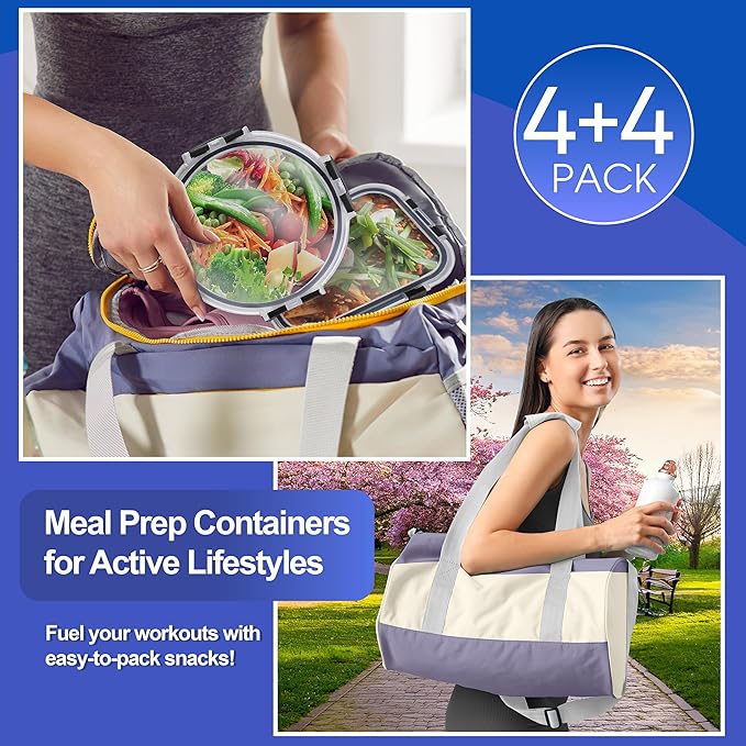 Sorbus Glass Meal Prep Containers, Dishwasher and Oven Safe Reusable Meal Prep Containers, Freezer Safe Glass Food Storage Containers with Airtight Lids