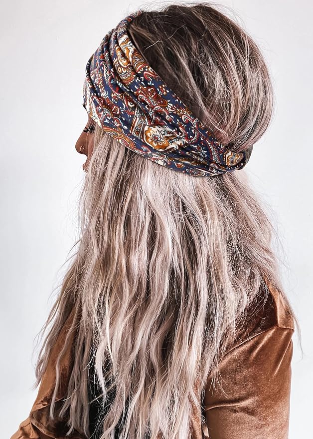 Wide Headbands for Women Black Stylish Head Wraps Boho Bandeau Thick Hairbands Large No Slip African Sport Yoga Workout Turban Headband Hair Accessories (Pack of 4)