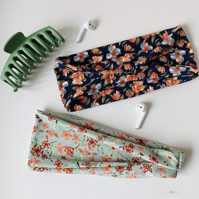 Huachi Women's Headbands Boho Headbands for Women Workout Yoga Exercise Hairbands Non Slip Headband Fashion Sumemr Hair Bands, Floral Print, 6 Pack