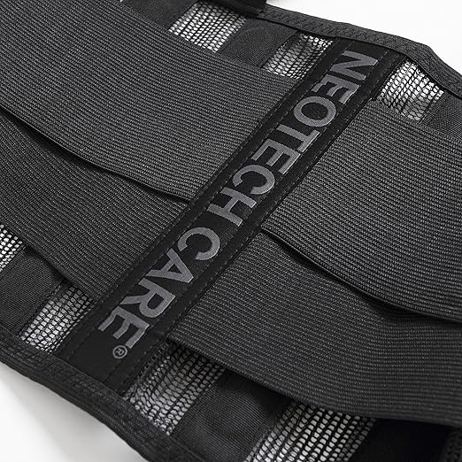 NeoTech Care Back Brace with Suspenders/Shoulder Straps - Light & Breathable - Lumbar Support Belt for Lower Back Pain - Posture, Work, Gym - Black Color (Size XL)