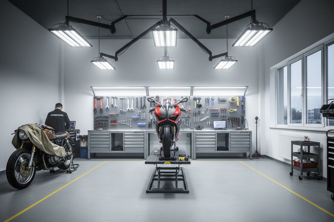 Workshop Lighting Optimization: A Complete Guide for Motorcycle Mechanics