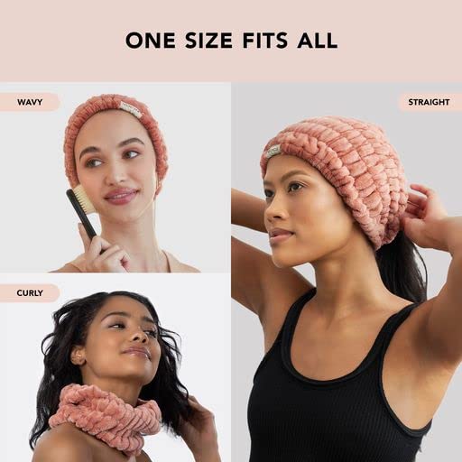 Kitsch Spa Headband for Women - Soft, Stretchy Skincare Headband for Washing Face, Makeup & Facials | Extra-Wide, Non-Slip for Beauty Routines & Self-Care - Dusty Rose