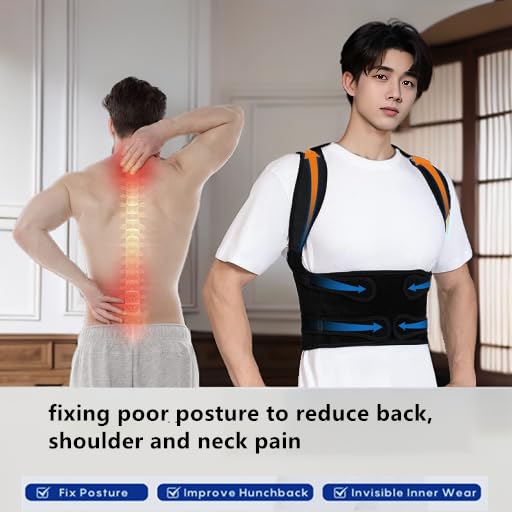 Back Brace for Women and Men,Shoulder Straightener,Back straightener,Adjustable Posture Corrector Suitable for Upper and Lower Back Pain Relief-Scoliosis,Hunchback,Spine Corrector（Black，L）