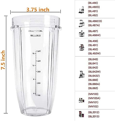 24 oz Blender Cups with Sip & Seal Lid, 2-Pack – Compatible Replacement for Personal Blenders – BPA-Free, Leak-Proof, Portable Smoothie Shake Travel Bottles