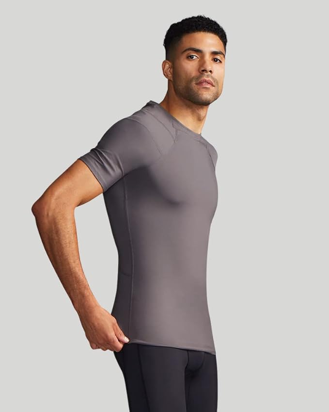 Tommie Copper Shoulder Support Shirt for Men, Posture Corrector Compression Shirt with UPF 50 Sun Protection