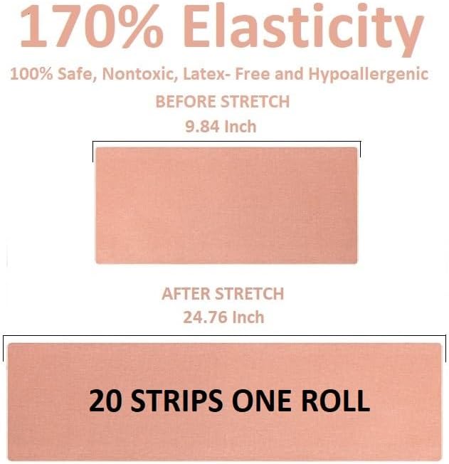 Extra Wide Kinesiology Tape (Pre-Cut) | Waterproof & Latex-Free | 4" Athletic Tape for Muscle Support, Pain Relief & Injury Recovery | 20 Strips | 4 inch x 16 feet |