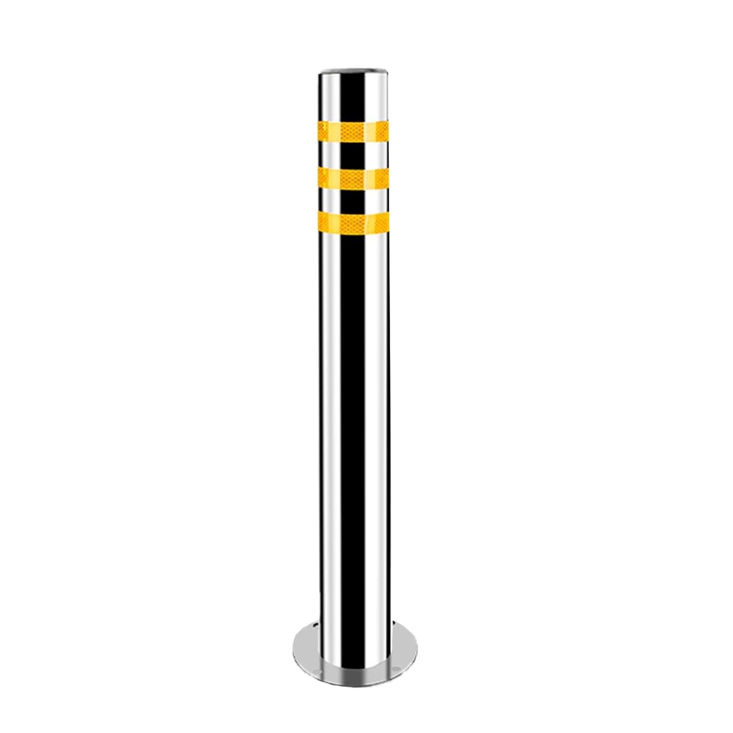 Stainless Steel Parking Bollards for Driveway, Industrial Safety Bollards Reflective Channelizer Post, Parking Barrier, Sturdy and Durable, Easy to Install, for Crowd Control(Silver (1pcs),7.6*75cm/3*