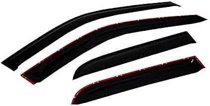 94039 Side Window Wind Vent Deflector, 4pcs Out-Channel Tape-On Dark Smoke Nice Rain Guards Set, Window Visor fit for 2007-2016 Mitsubishi Lancer