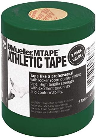 MUELLER Sports Medicine MTape Rolls, Quality Athletic Tape, Easy to Tear for Fast & Effective Taping, 1.5" x 10 Yards Per Roll, 2 Rolls