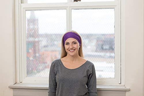 RiptGear Stretch Sport Headband for Women (Solid Purple) — Made of Non-Slip Sweat Wicking Fabric — Great for Yoga, Running or The Gym — Soft Headband That Fits Most Head Sizes — (1-Pack)