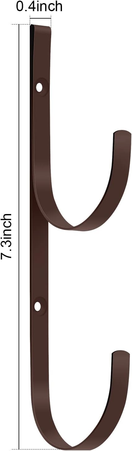 6 Pieces Pool Pole Hook Hanger Swimming Metal Brackets Pool Hook with 12 Pieces Screws for Telescopic Poles, Skimmers, Leaf Rakes, Net, Brush, Vacuum Hose, Garden and Pool Accessories (Coffee Color)