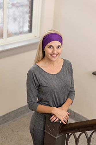 RiptGear Stretch Sport Headband for Women (Solid Purple) — Made of Non-Slip Sweat Wicking Fabric — Great for Yoga, Running or The Gym — Soft Headband That Fits Most Head Sizes — (1-Pack)