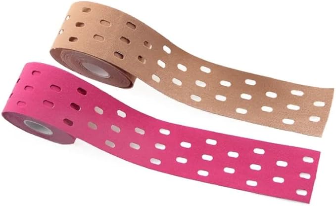 Punch Hole Cotton Waterproof Therapeutic Kinesiology Tape for Support & Recovery, Sports, Pain Relief, Beige