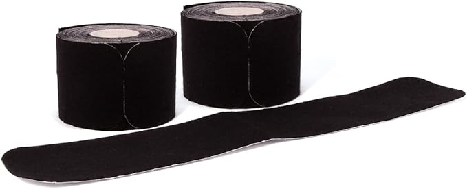 Kinesiology Tapes PRECUT | 40 Pre-Cut Black Sport Tape Strips 10 x 2 in - on 2 Rolls | Waterproof • Skin-Friendly • Elastic | Kinesiology Tapes Ideal for Sports
