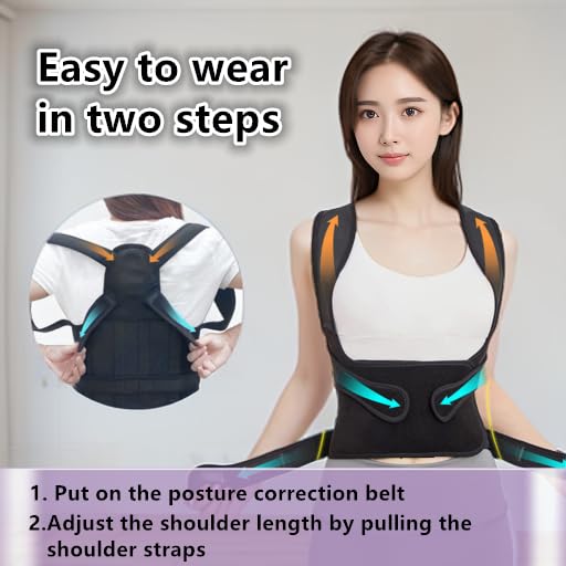 Back Brace for Women and Men,Shoulder Straightener,Back straightener,Adjustable Posture Corrector Suitable for Upper and Lower Back Pain Relief-Scoliosis,Hunchback,Spine Corrector（Black，M）