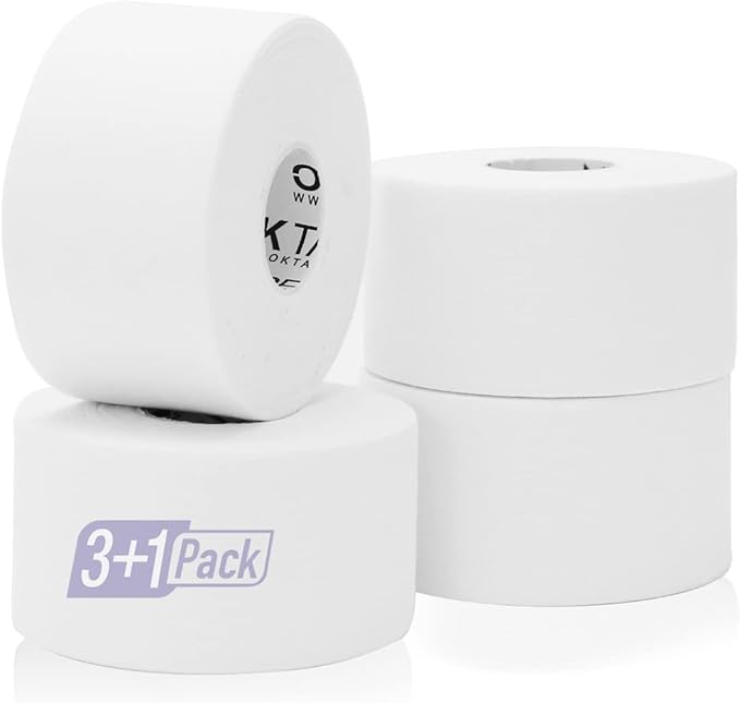 OK TAPE Athletic Sports Tape（4 Packs) - 45ft Per Roll Very Strong Tape for Athlete & Sport Trainers & First Aid Injury Wrap, Perfect for Fingers Ankles Wrist on Bat, Hockey Stick - White