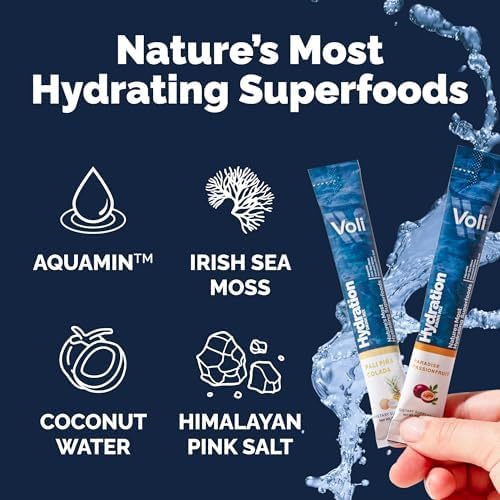 Voli Electrolytes Powder Packets | No Added Sugar Electrolyte Drink Mix for Hydration | Keto & Fasting Friendly, Natural Superfoods & Minerals | Pina Colada, 30-Count