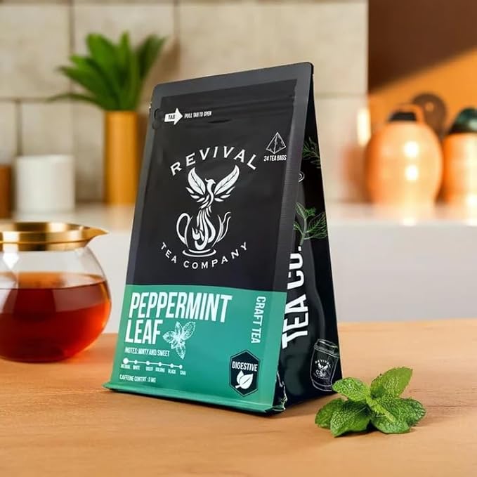 Revival Tea Company Peppermint Tea - Herbal Tea made from 100% Peppermint Leaf - Caffeine Free - Loose Leaf 3 Ounces