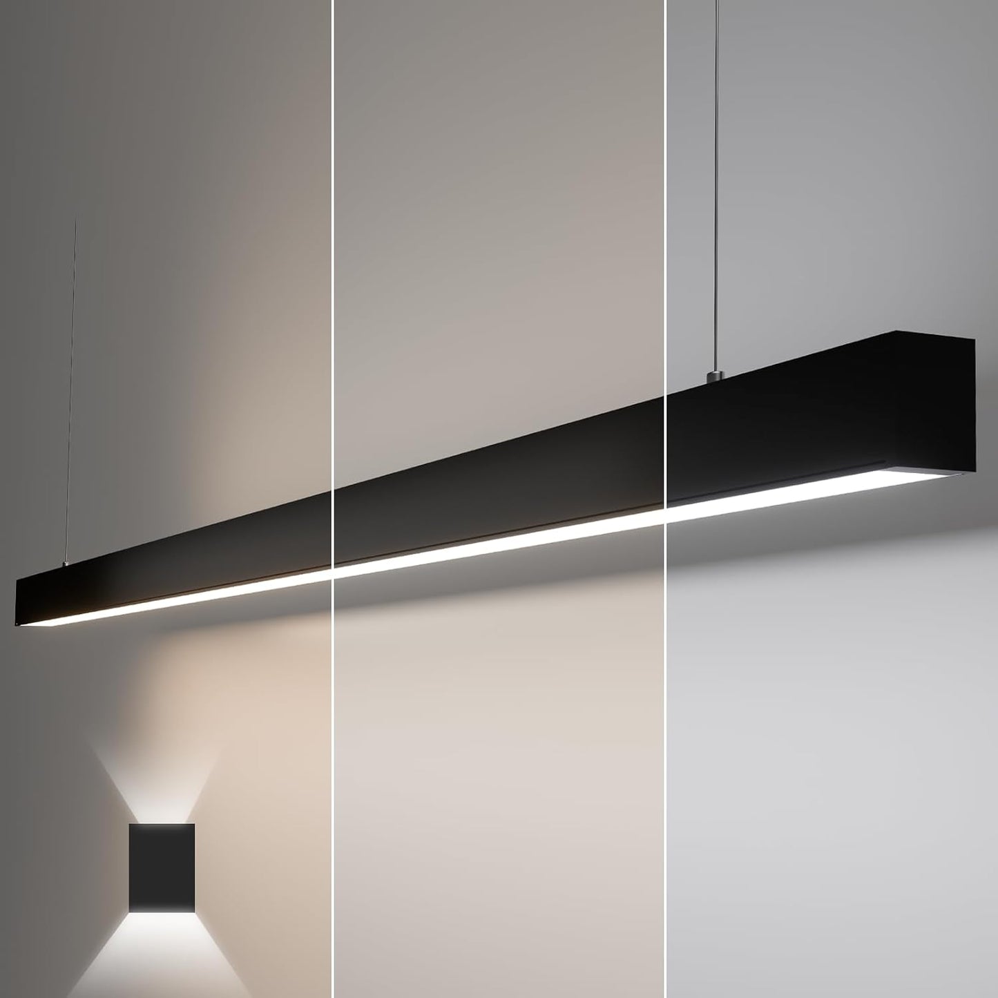 8FT LED Linear Lights 100/90/80/70/60W Up and Down Light, 3000K/4000K/5000K 8 Feet Commercial Linkable Shop Lighting for Office Garage Shop Dining Room bar, 0-10V Dimmable 8’ Architectural Fixture,ETL