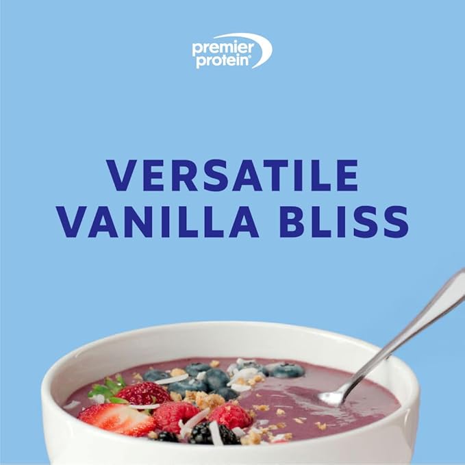 Premier Protein Powder Plus Fiber, 25g Protein, 7g Fiber, Vanilla, No Added Sugar,17 Servings