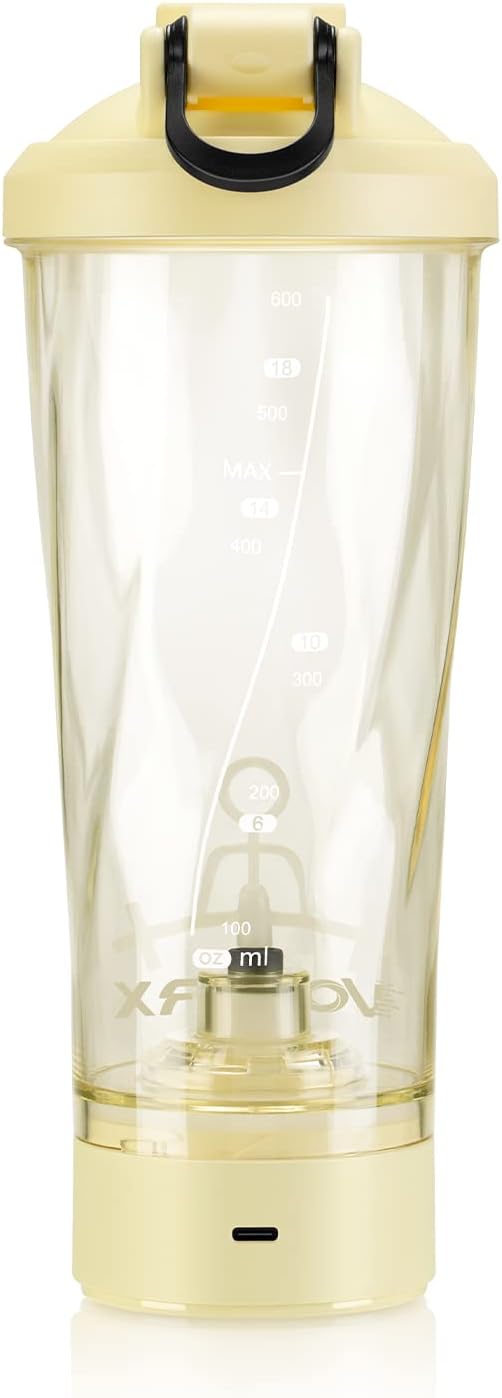 VOLTRX Electric Shaker Bottle - VortexBoost Portable USB C Rechargeable Protein Shake Mixer, Shaker Cups for Protein Shakes and Meal Replacement Shakes, BPA Free, Waterproof, Colored Light Base, 24 oz
