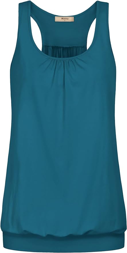 Miusey Womens Sleeveless Round Neck Loose Fit Racerback Yoga Tank Top