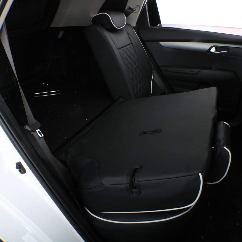 EKR Sportage Seat Covers Custom Fit for KIA Sportage Hybrid EX/SX Prestige & Plug-in Hybrid X-Line/X-Line Prestige 2023-2026 Leather Car Seat Cover Full Set-Faux Leather (Black with White Piping)