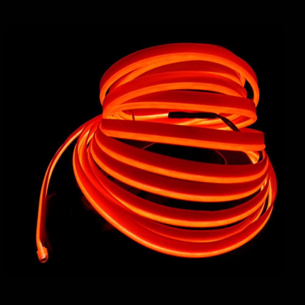 El Wire Orange Interior Car LED Strip Lights, 10M Neon Wire USB 5V with Fuse Protection for Automotive Interior Decoration, with 6mm Sewing Edge
