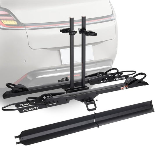 CyberRack E2 Plus EBike Rack with Ramp, 3Positions Foldable, 200 lbs Capacity Heavy Bike Rack Carrier for 2 E-Bike, Foldable Bike Racks for Tow Hitch Up to 5-in Fat Tire 2'' Receiver