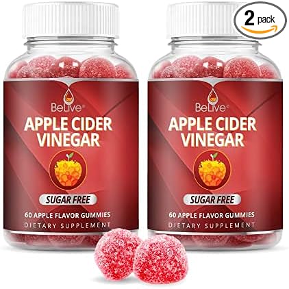 BeLive Apple Cider Vinegar Sugar Free Gummies – Great for Digestion & Healthy Diet - Gluten Free, No Glucose Syrup, ACV Gummies Alternative to Capsules & Drink (120 Ct) – 2 Pack