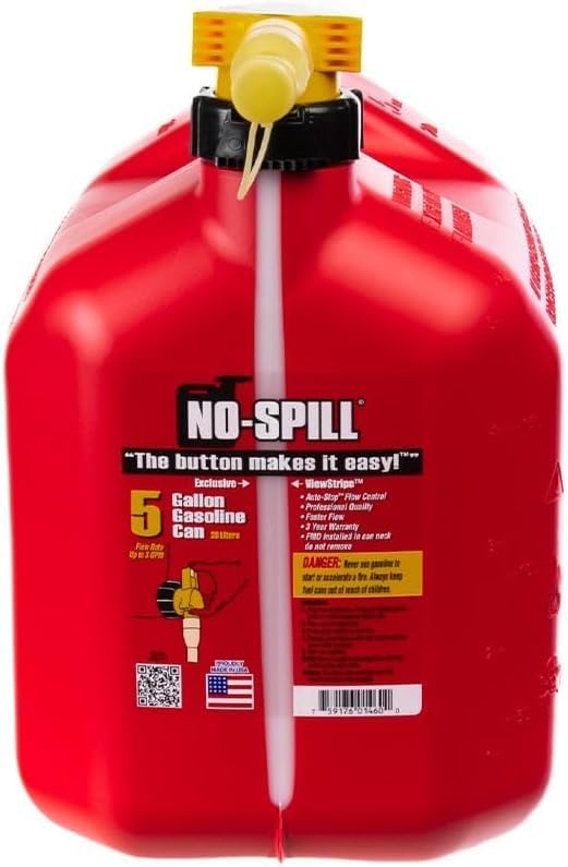 No-Spill 4-Pack 5 Gallon Red Gasoline Cans
