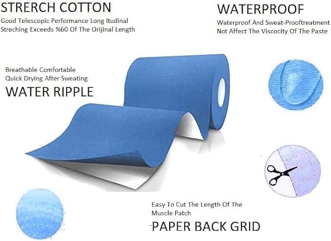 Extra Wide Kinesiology Tape | Waterproof & Latex-Free | 4" Continuous Roll Athletic Tape for Muscle & Joint Support | Elastic Therapeutic Tape for Injury Recovery & Pain Relief | 4 inch x 16 feet |