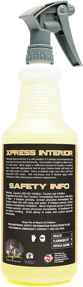 P & S PROFESSIONAL DETAIL PRODUCTS - Xpress Interior Cleaner - All-in-One Solution for Safely Removing Traffic Marks, Dirt, Grease, Oil; Works on Leather, Vinyl, Plastic; Fresh Scent - 1 Quart