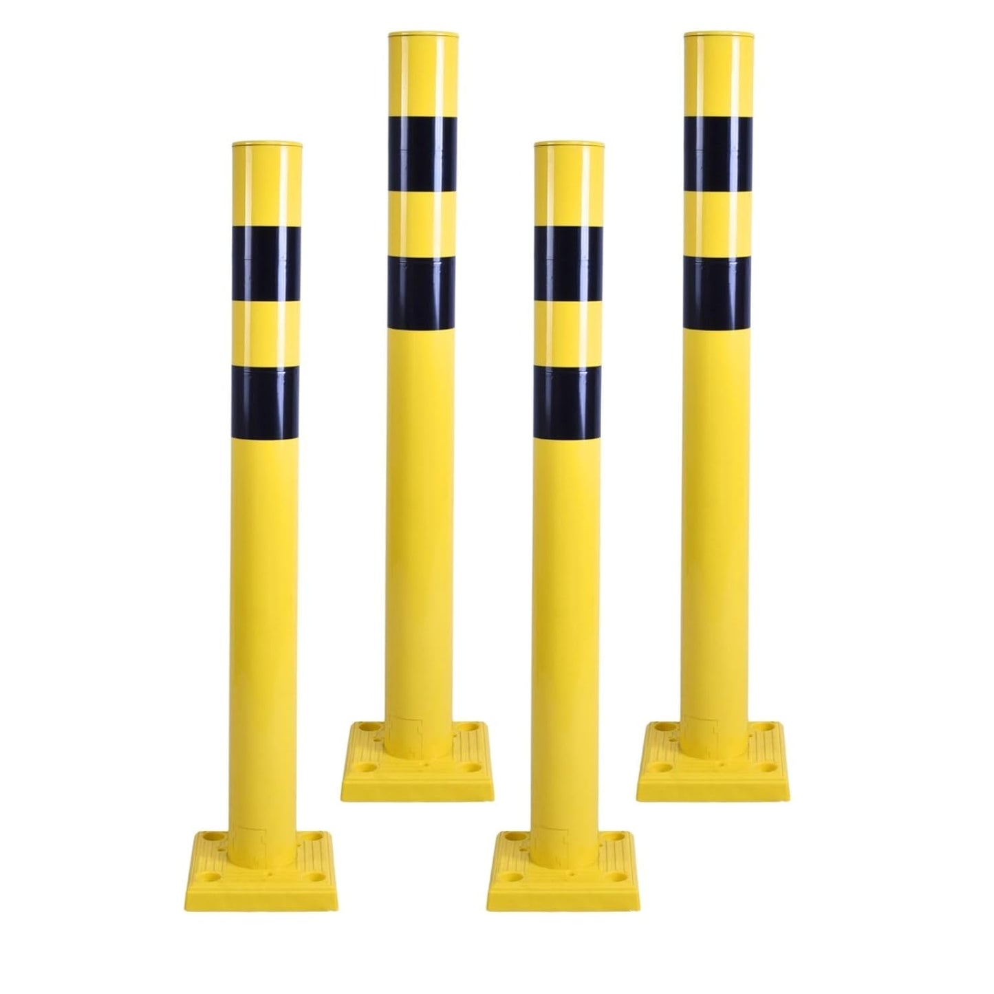 4 Pack 4" Diameter SpringBack Safety Bollard Post with 4 Anchor Bolts for Parking Garage, Warehouse, Driveway & Outdoor Use (42"H 4Pack)
