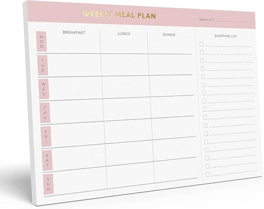 Sweetzer & Orange Weekly Meal Planner and Grocery List Magnetic Notepad. Pink 10x7” Meal Planning Pad with Tear Off Shopping List. Plan Weekly Menu Food for Weight Loss or Dinner List for Family!