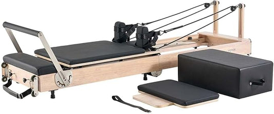VEVOR Pilates Reformer Machine, Pilates Workout Equipment for Home Gym Studio Use, Pilates Bed with Dual Resistance- Spring & Cord, Reformer Set, Up to 400 LBS