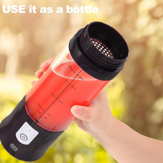 Portable Blender, Cordless, Personal Blender-for Shakes & Smoothies, BPA Free, Leakproof, USB-C Rechargeable, Ideal for Ice Blending, Juicing, and Food Processing, Convenient, and Versatile (Black)